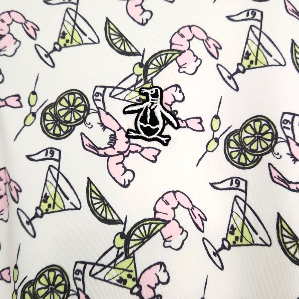 🐧Penguin golf shirt with a fun shrimp cocktail print. New, perfect condition!🍸 - Picture 2 of 10